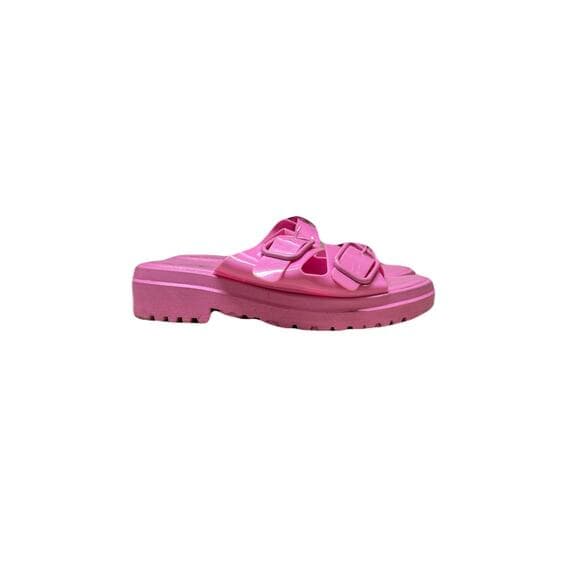 Barbie Pink Double Buckle Platform Jelly Slides Sandals Open Toe Size 9 - Thumbnail 5