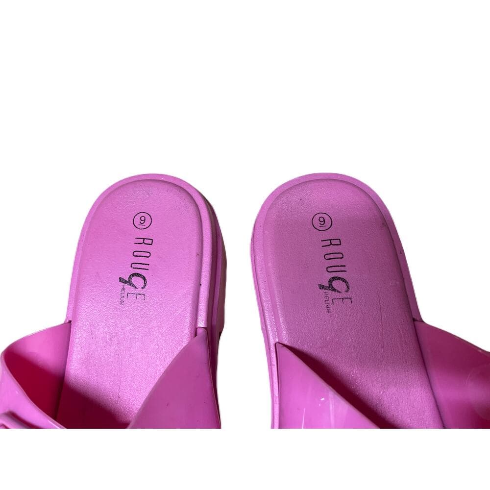 Barbie Pink Double Buckle Platform Jelly Slides Sandals Open Toe Size 9 - Thumbnail 3
