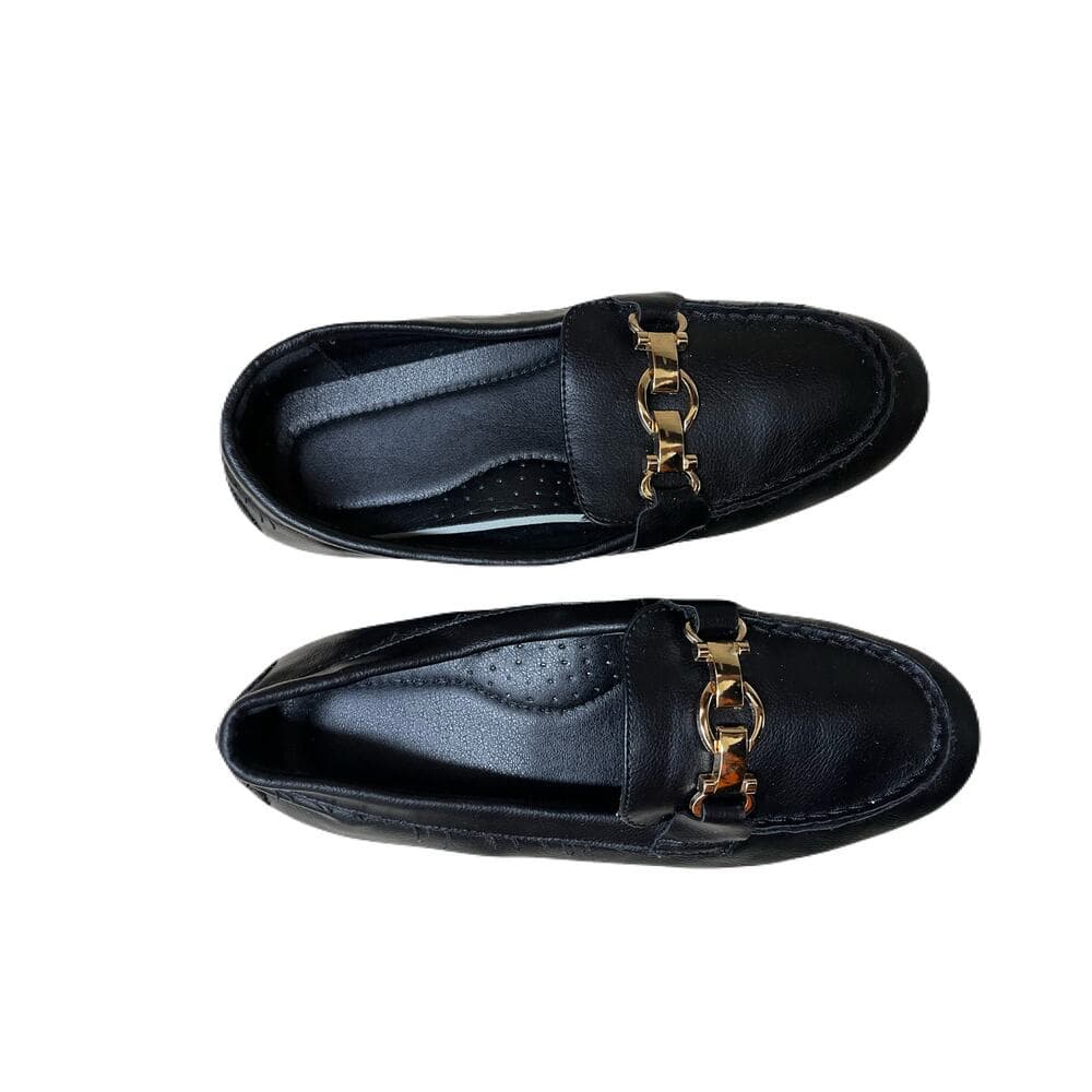 Women’s Black loafers With Gold Straps Size 7 Brand New No Box - Thumbnail 4