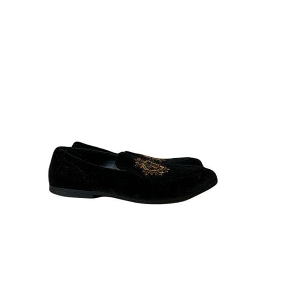 ASOS women’s Loafers In Black Velvet With Badge Detail - Thumbnail 8