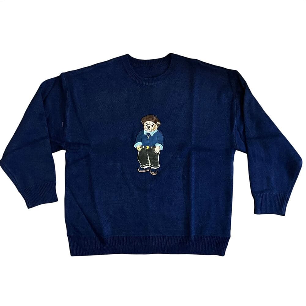 Men’s Navy Sweater Size 4XL With A Cool Bear In Front Of it - Thumbnail 4