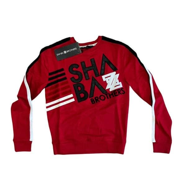 Shabazz Brothers Men’s CrewNeck Red & Black Sweater - Thumbnail 5