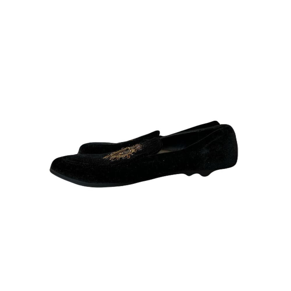 ASOS women’s Loafers In Black Velvet With Badge Detail - Thumbnail 2