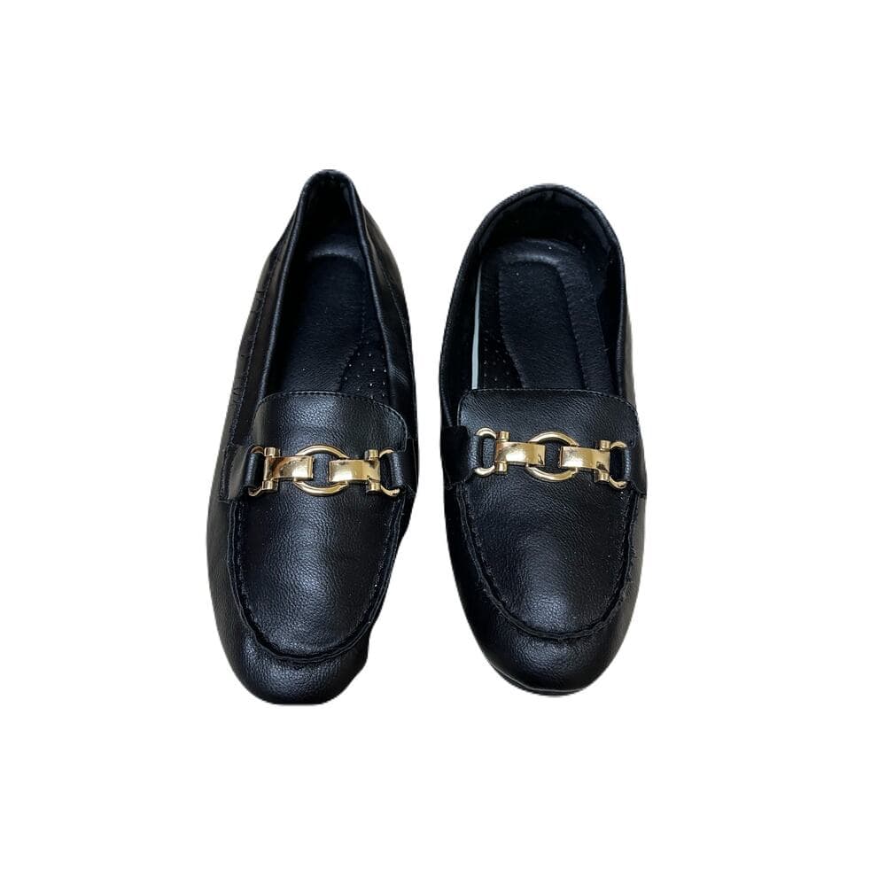 Women’s Black loafers With Gold Straps Size 7 Brand New No Box