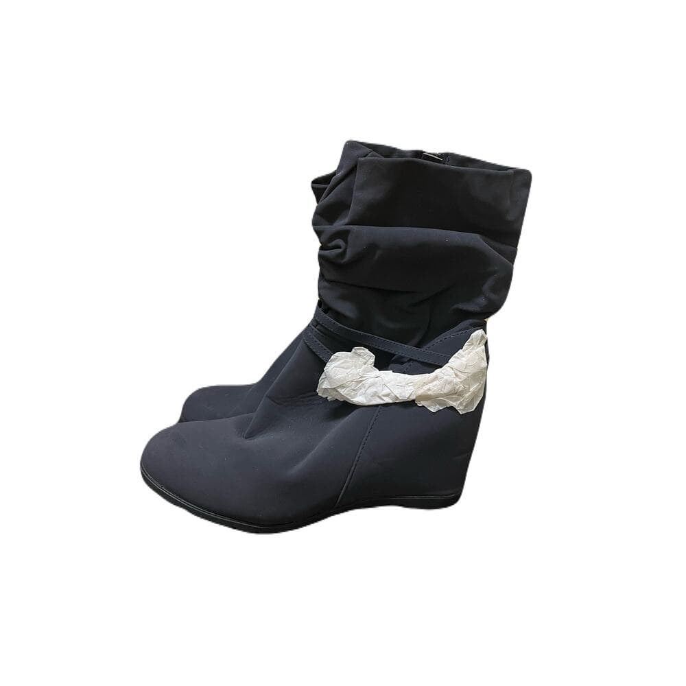 DREAM PAIRS Women's Coline Dark Blue Mid Calf High Wedge Boots Size 5 B(M) US - Thumbnail 3