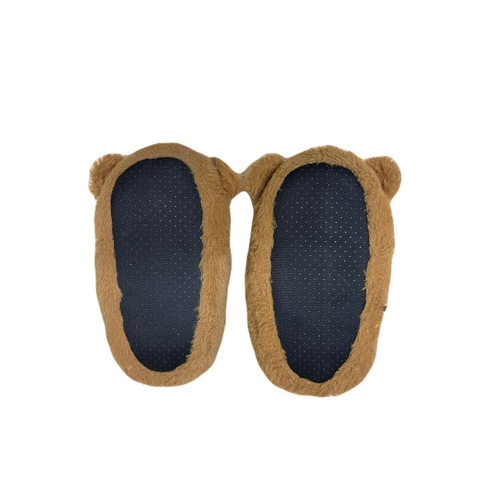 Brown Terry Bear Slippers For Kids Size 2/3 - Thumbnail 2
