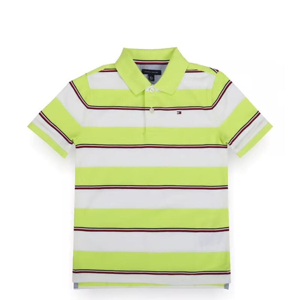 Kids Neon Lawn Striped Regular Fit Polo T-Shirt Size 4-5 - Thumbnail 3