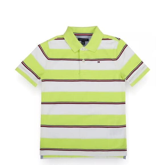 Kids Neon Lawn Striped Regular Fit Polo T-Shirt Size 4-5 - Thumbnail 4