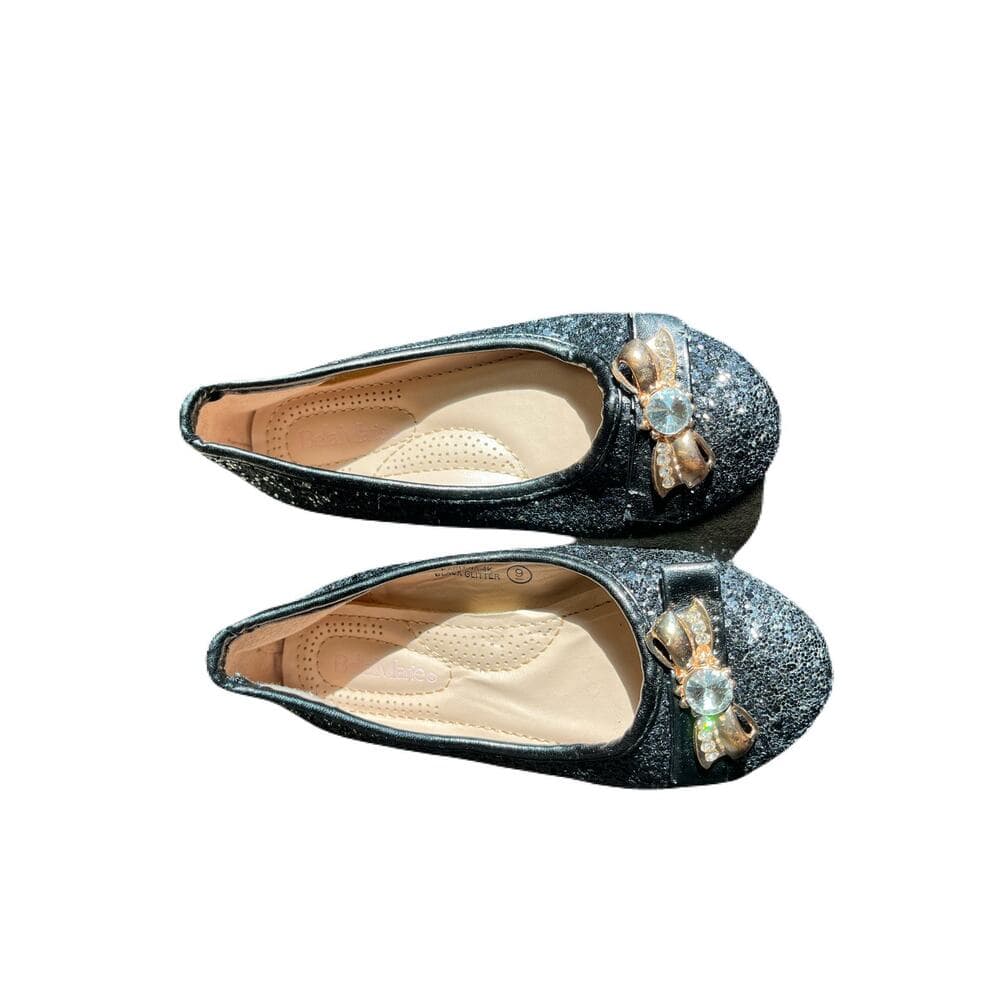 Karina-4K Black Glitter Girls Blacl Shoes Size 9 - Thumbnail 2
