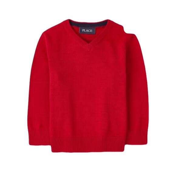 The children’s Place Baby And Toddler Boys V Neck Sweater - Red Size 3T - Thumbnail 5