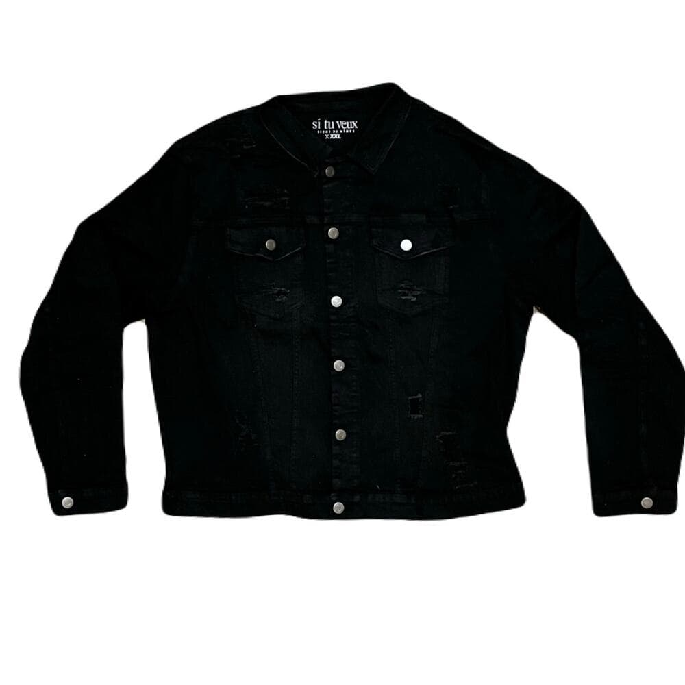 Si Tu Veux Black Men’s Jean Jacket Size XXXL - Thumbnail 5