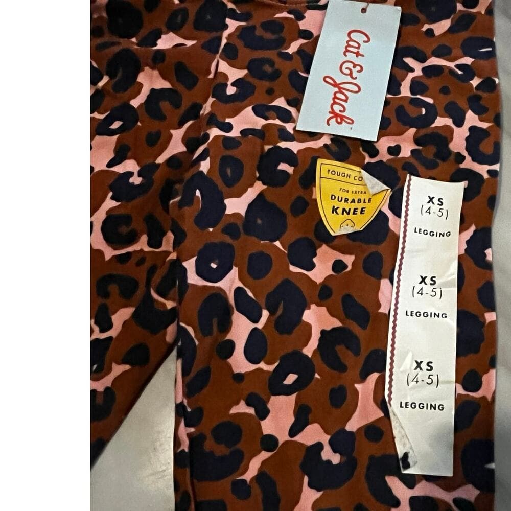 Cat & Jack Girls Leopard Animal Print Leggings Pants Size 4/5 - Thumbnail 2