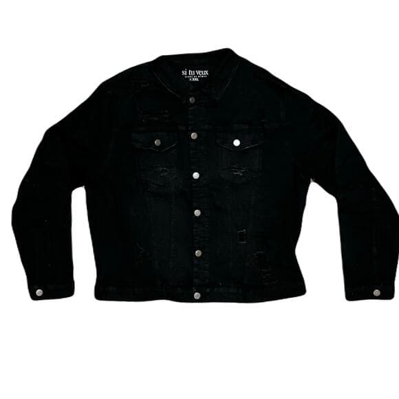 Si Tu Veux Black Men’s Jean Jacket Size XXXL - Thumbnail 6