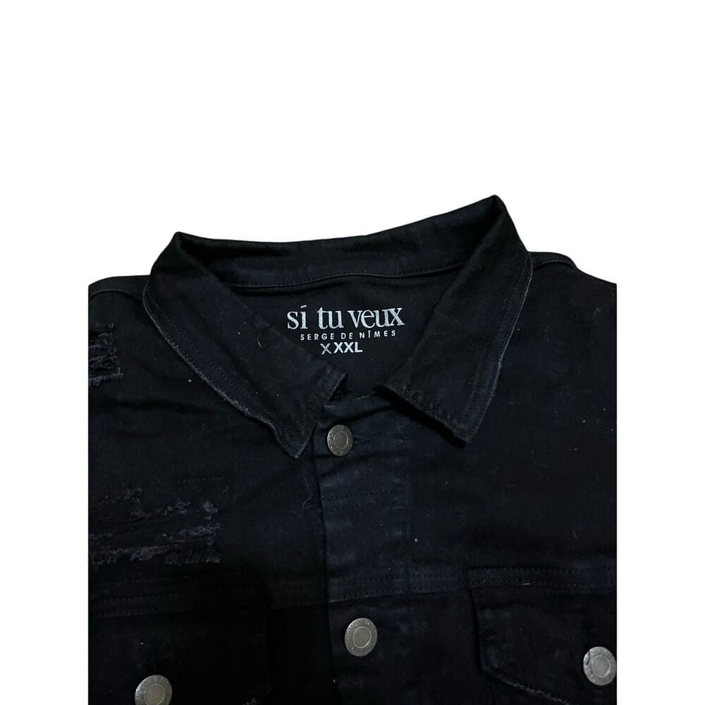 Si Tu Veux Black Men’s Jean Jacket Size XXXL - Thumbnail 2