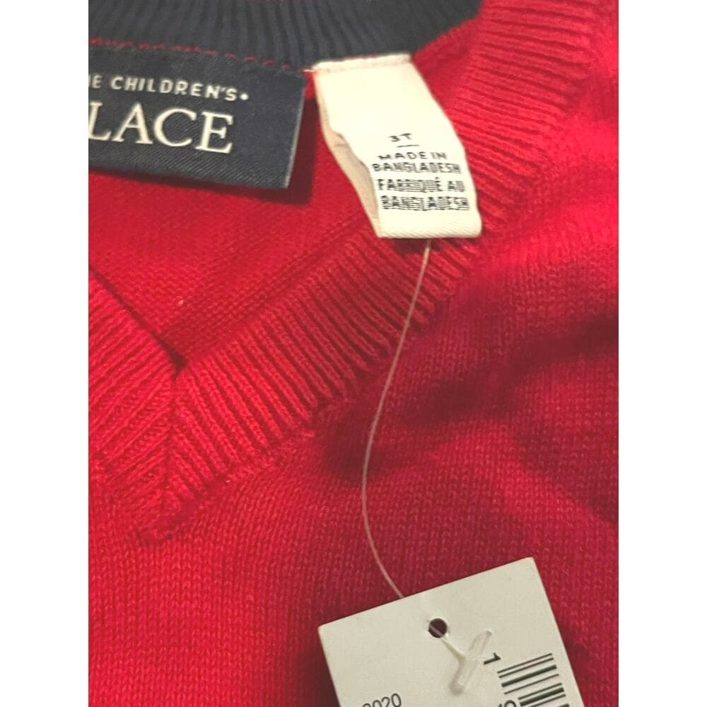 The children’s Place Baby And Toddler Boys V Neck Sweater - Red Size 3T - Thumbnail 2