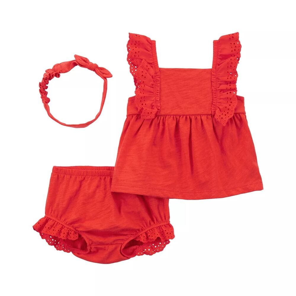 Baby Girl Carter's 3-Piece Bubble Short, Top, and Headband Set 12 Months - Thumbnail 4