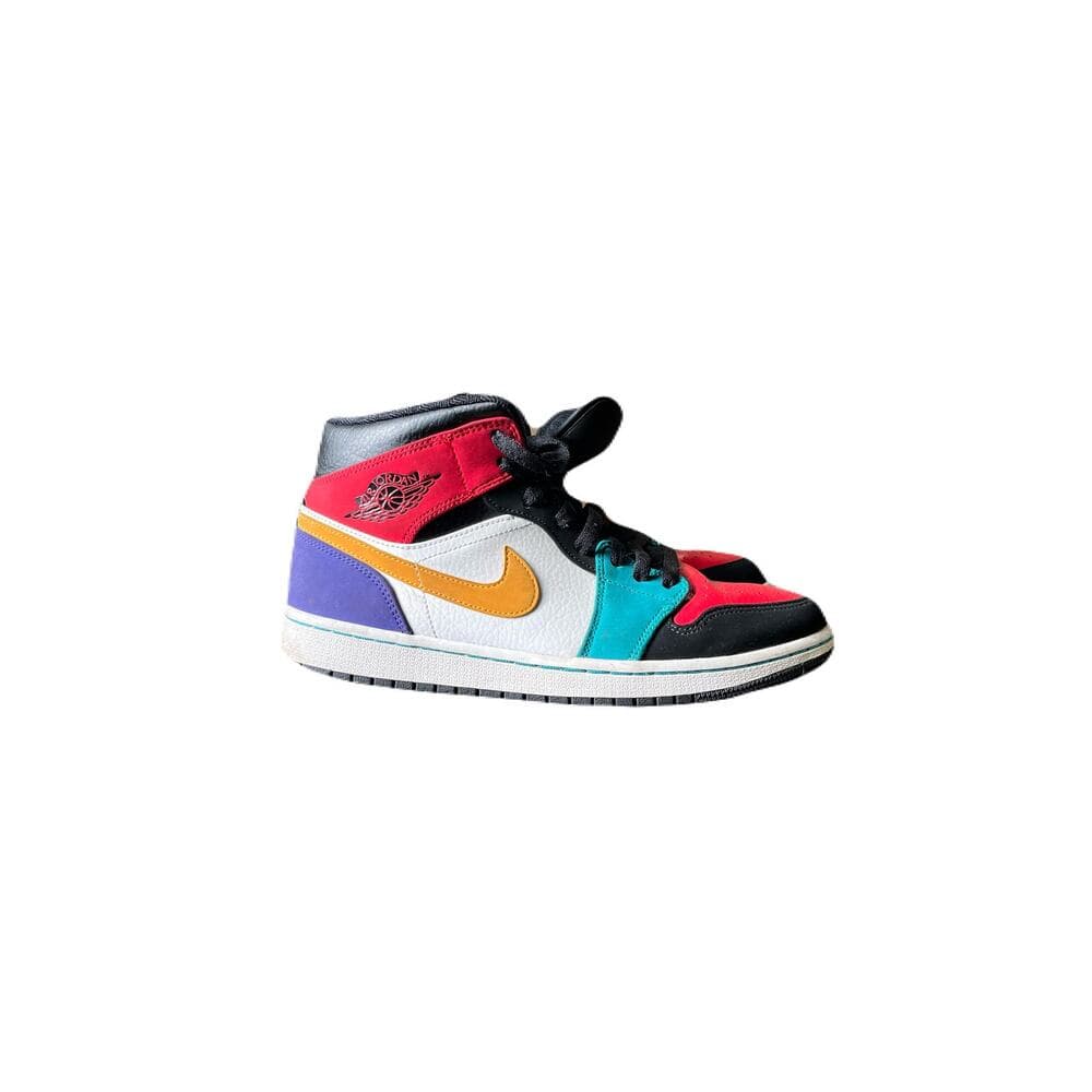 Air Jordan Retro 1 Mid Multicolor Red Black White Green Rare Sneakers - Thumbnail 7