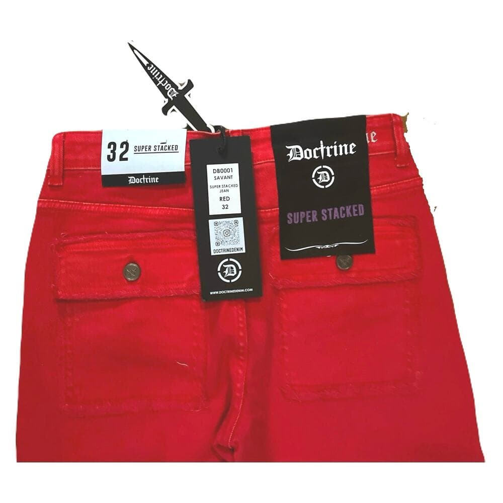 Doctrine Savant Super Stacked Jean Red Size 32 - Thumbnail 2