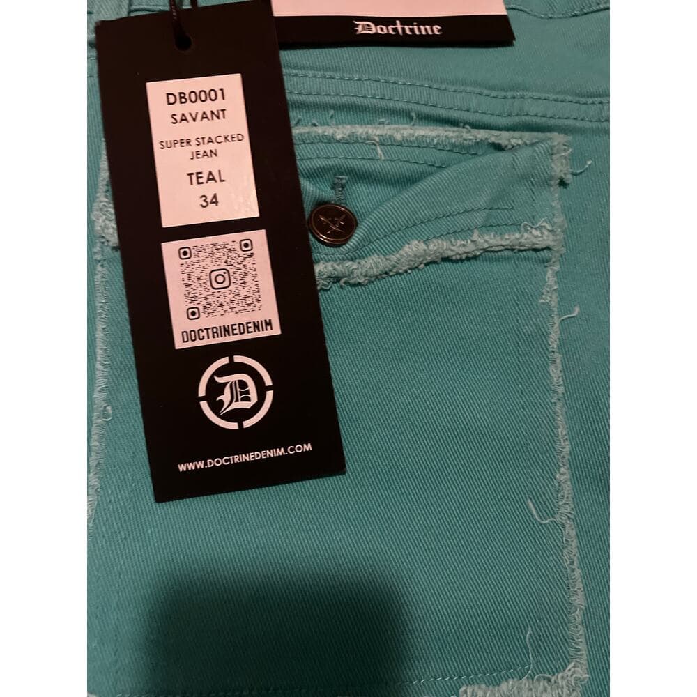 Doctrine Savant Super Stacked Jean Teal Size 34 - Thumbnail 2