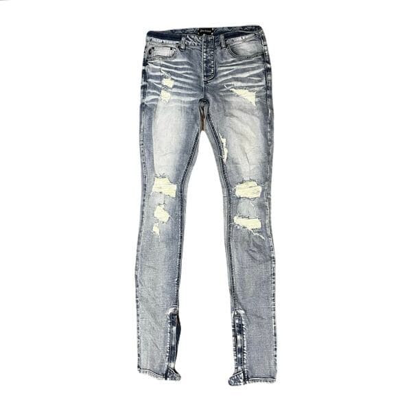Doctrine Blue Men’s Jean’s Size 32 With Zipper On The Leg - Thumbnail 7