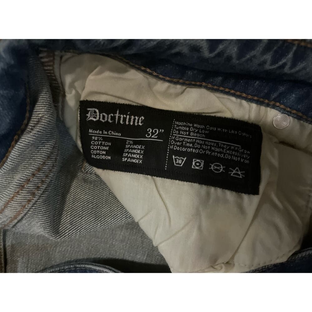 Doctrine Blue Men’s Jean’s Size 32 With Zipper On The Leg - Thumbnail 3