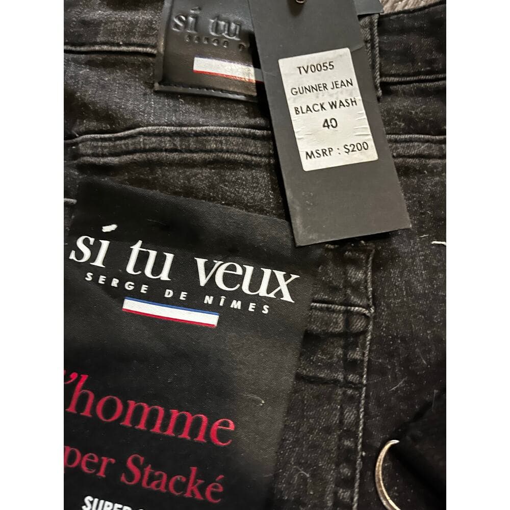 Si Tu Veux Gunner Jean Black Wash Size 40 - Thumbnail 4