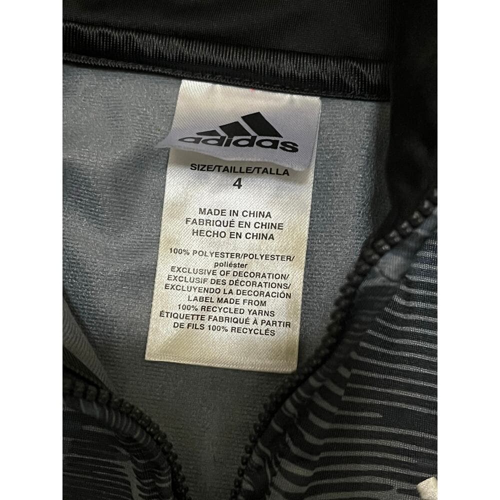 Adidas Gray & White Kids Hoodie Size 4 - Thumbnail 2