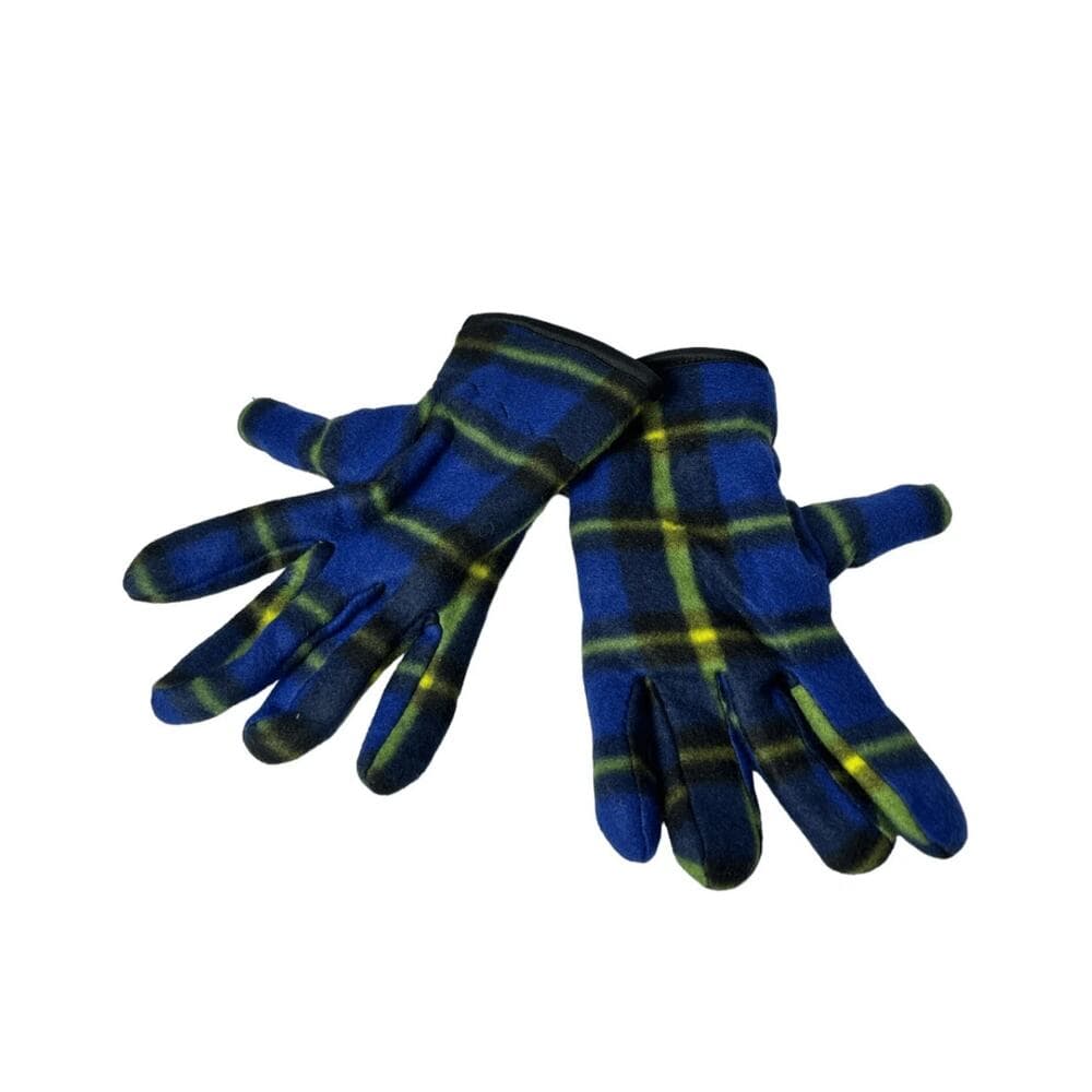 Pair of Men's Winter Gloves Blue & black Plaid - Thumbnail 3