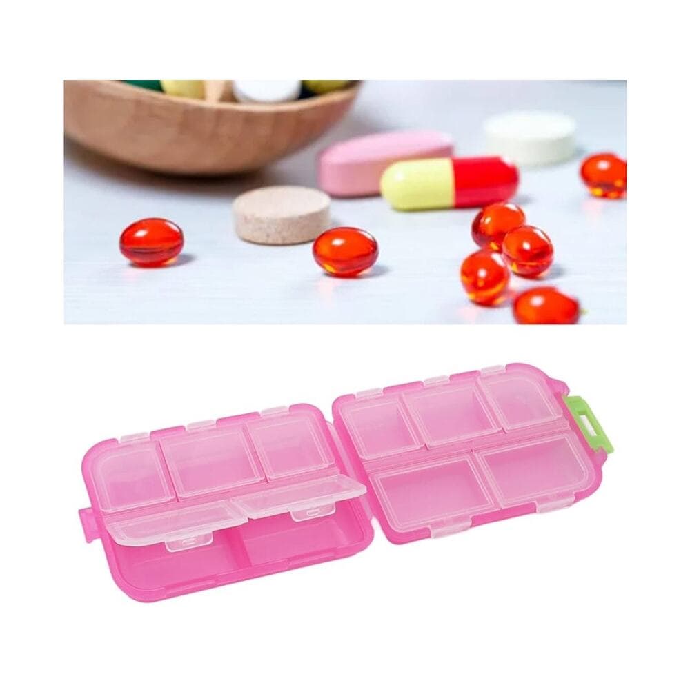 Pill Case,Pill Organizer,10 Compartments Buckle Lock Weekly Portable Medicine - Thumbnail 5