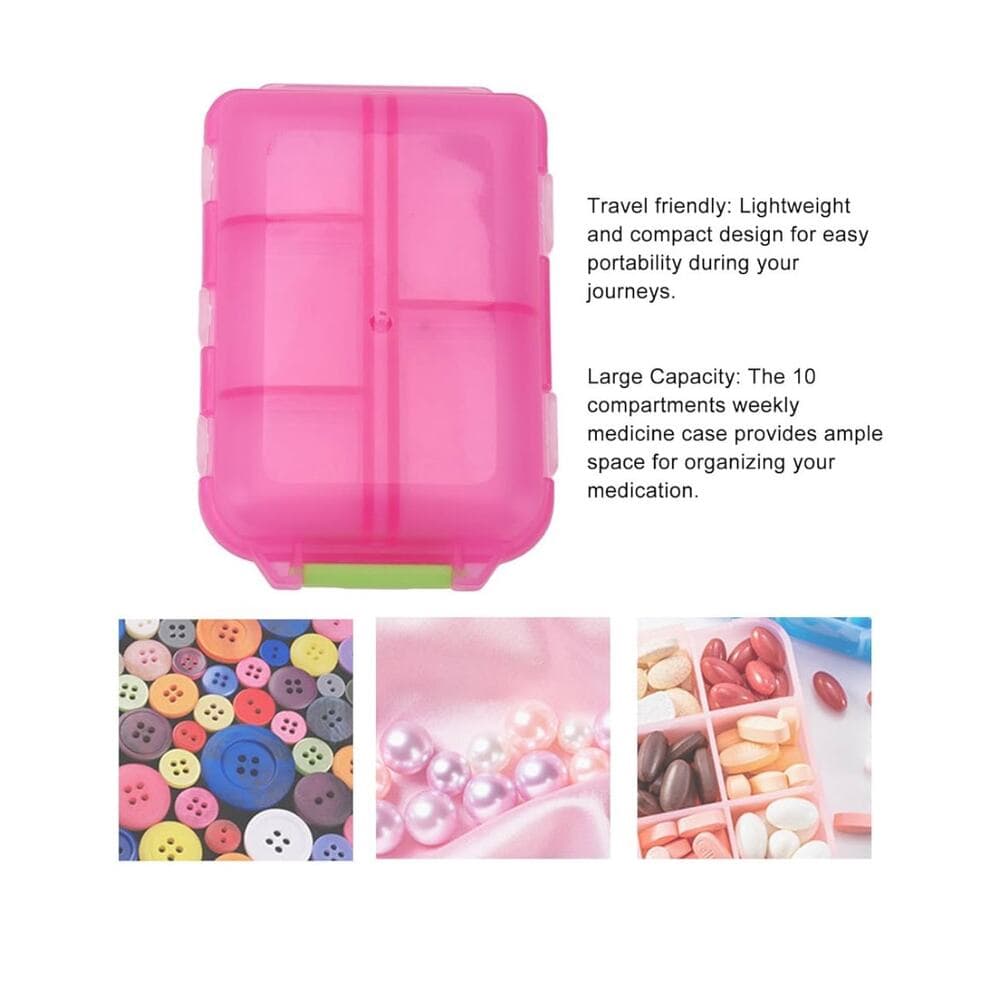 Pill Case,Pill Organizer,10 Compartments Buckle Lock Weekly Portable Medicine - Thumbnail 3