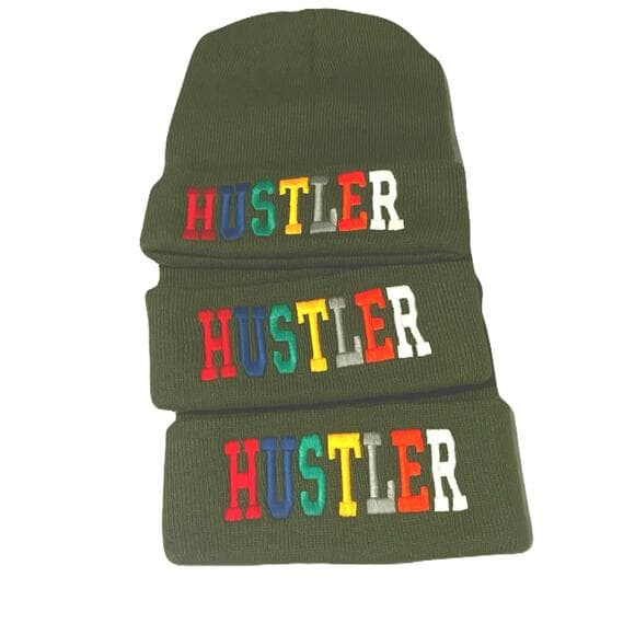 A Bundle Of Olive Green Hustlers Beanie Hats - Thumbnail 3