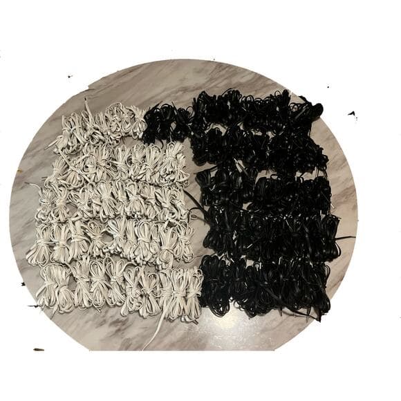 100 Black & White Leather Shoelaces - Thumbnail 5