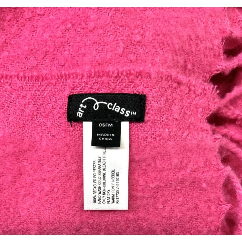Art Class Big Girls Pink Winter/Spring 5" Fringe 50"x20-1/2" Scarf OSFM - Thumbnail 2