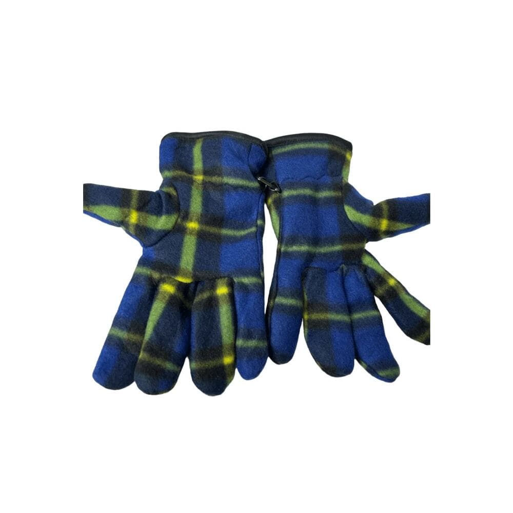 Pair of Men's Winter Gloves Blue & black Plaid - Thumbnail 2