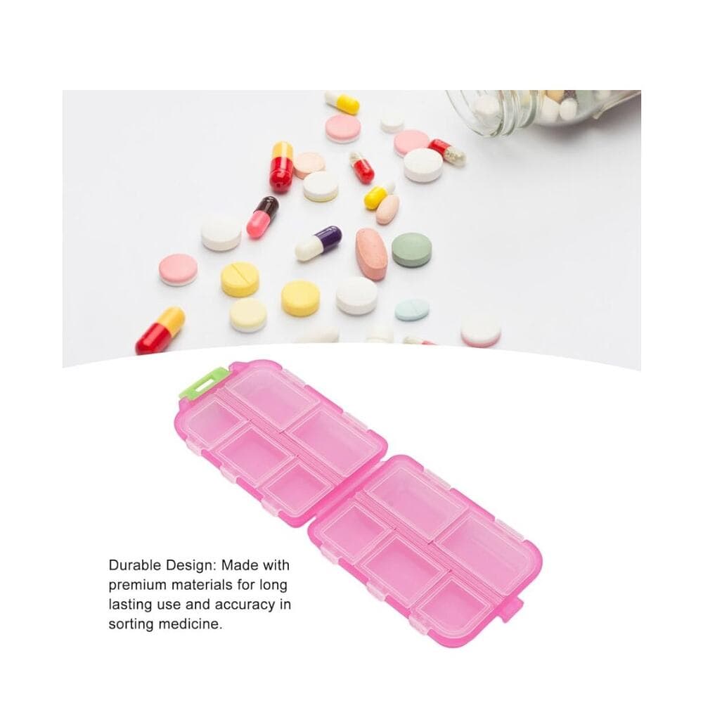 Pill Case,Pill Organizer,10 Compartments Buckle Lock Weekly Portable Medicine - Thumbnail 2