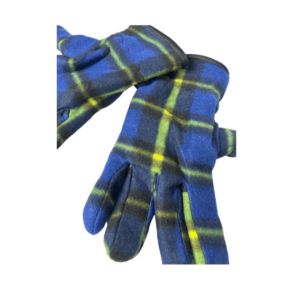 Pair of Men's Winter Gloves Blue & black Plaid - Thumbnail 4