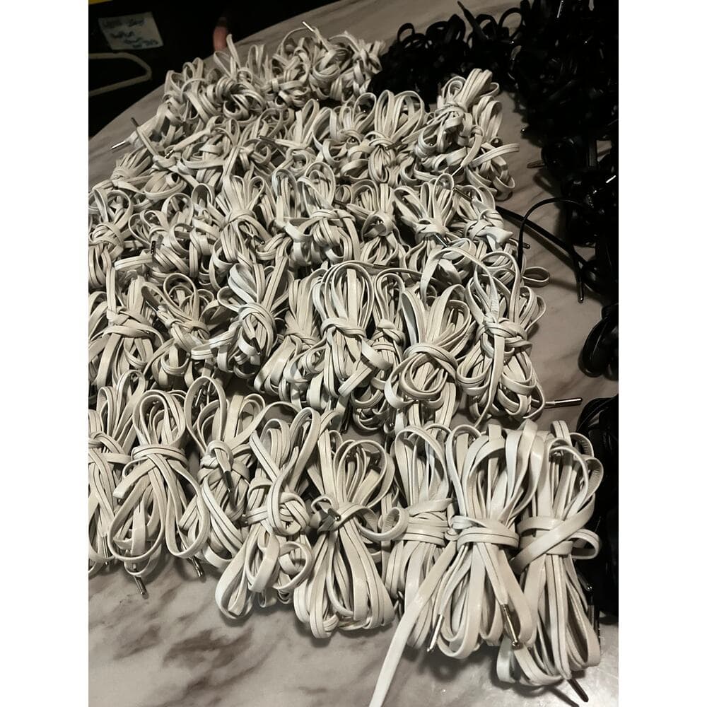 100 Black & White Leather Shoelaces - Thumbnail 2