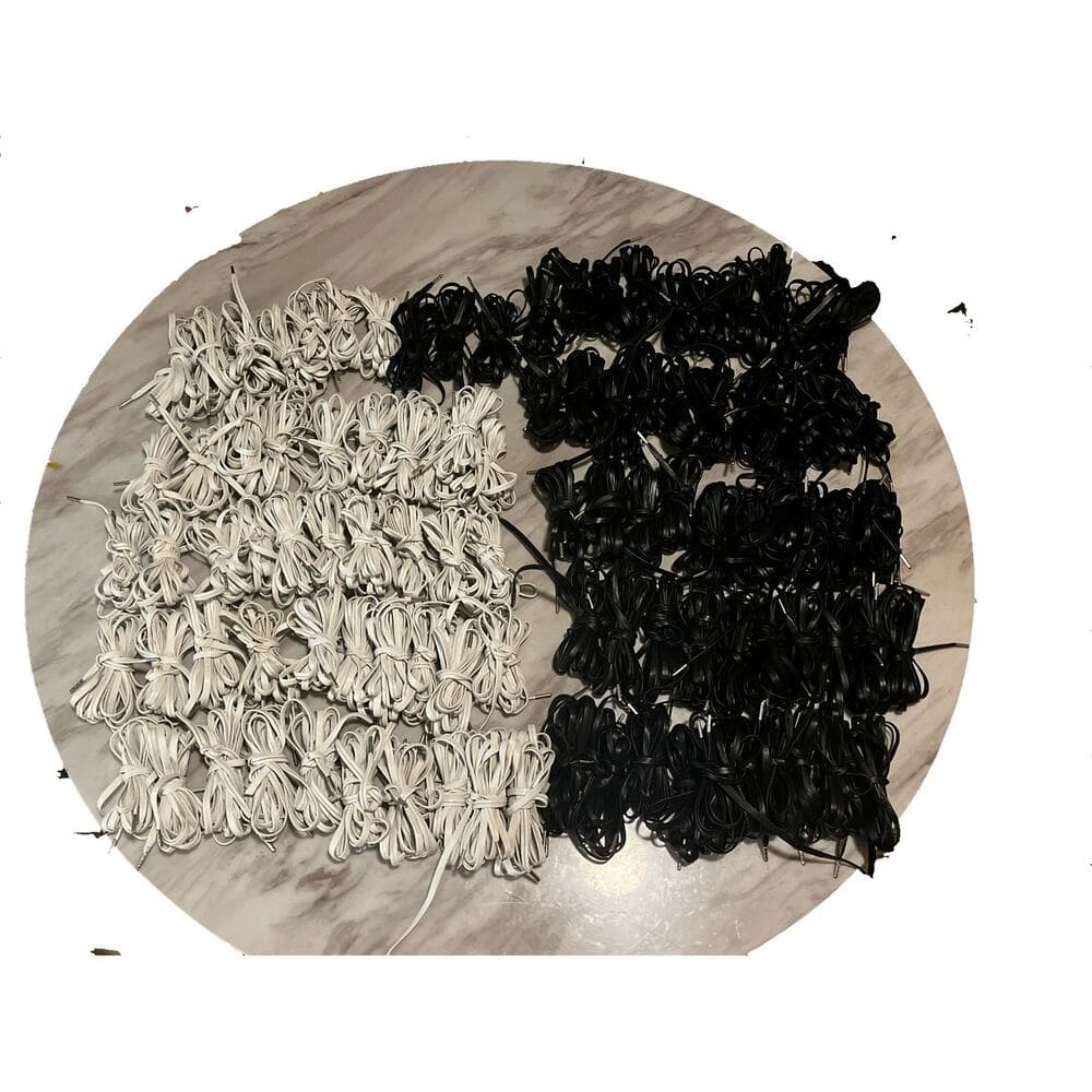 100 Black & White Leather Shoelaces - Thumbnail 4