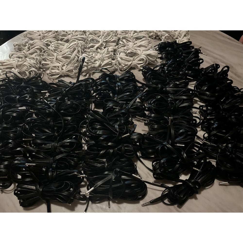 100 Black & White Leather Shoelaces - Thumbnail 3