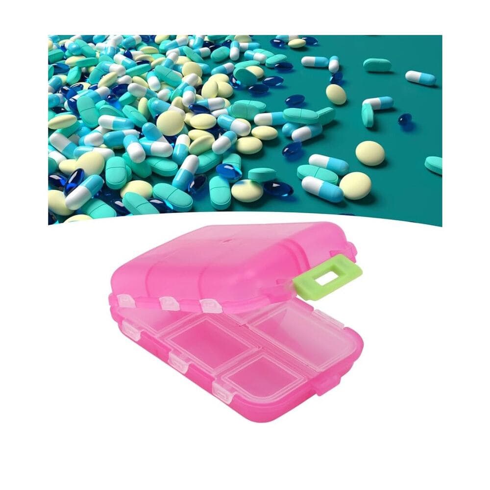 Pill Case,Pill Organizer,10 Compartments Buckle Lock Weekly Portable Medicine - Thumbnail 4