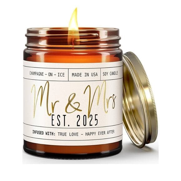 Wedding Gifts - 'Mr & Mrs Est. 2025 Candle, w/Champagne on Ice - Thumbnail 8