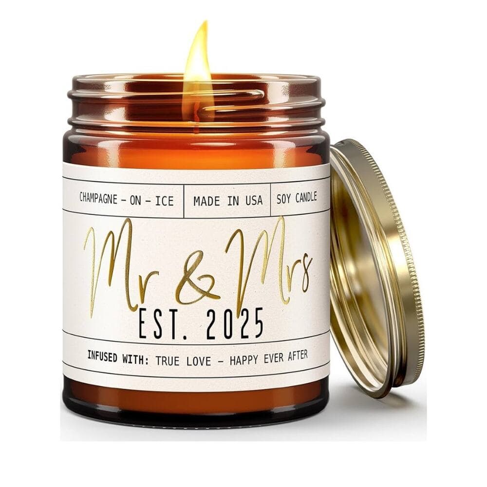 Wedding Gifts - 'Mr & Mrs Est. 2025 Candle, w/Champagne on Ice - Thumbnail 7