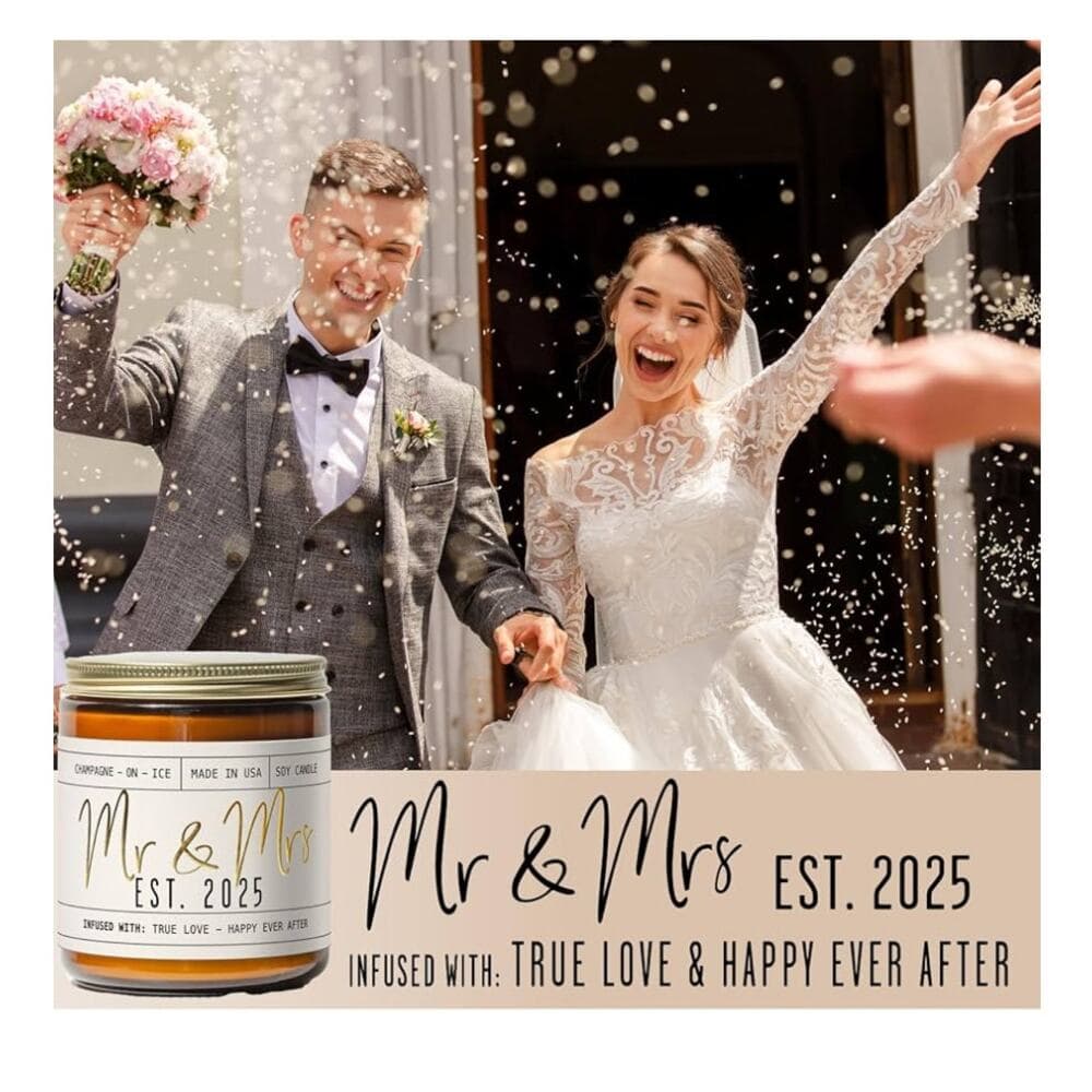 Wedding Gifts - 'Mr & Mrs Est. 2025 Candle, w/Champagne on Ice - Thumbnail 4