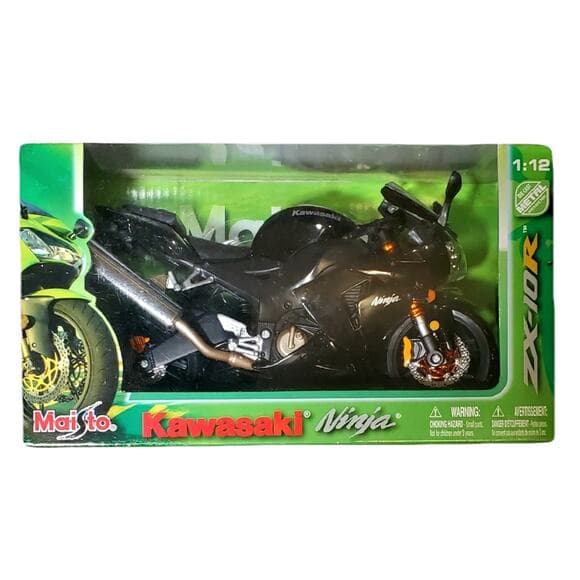KAWASAKI NINJA ZX-10R - MAISTO- SPORTS BIKE- DIE CAST METAL- BLACK COLOR - Thumbnail 2