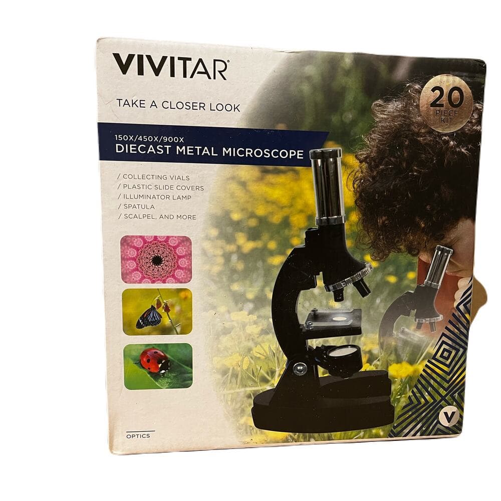 Vivitar 20-Piece Diecast Metal Microscope Set-150x/450x/900x Magnification