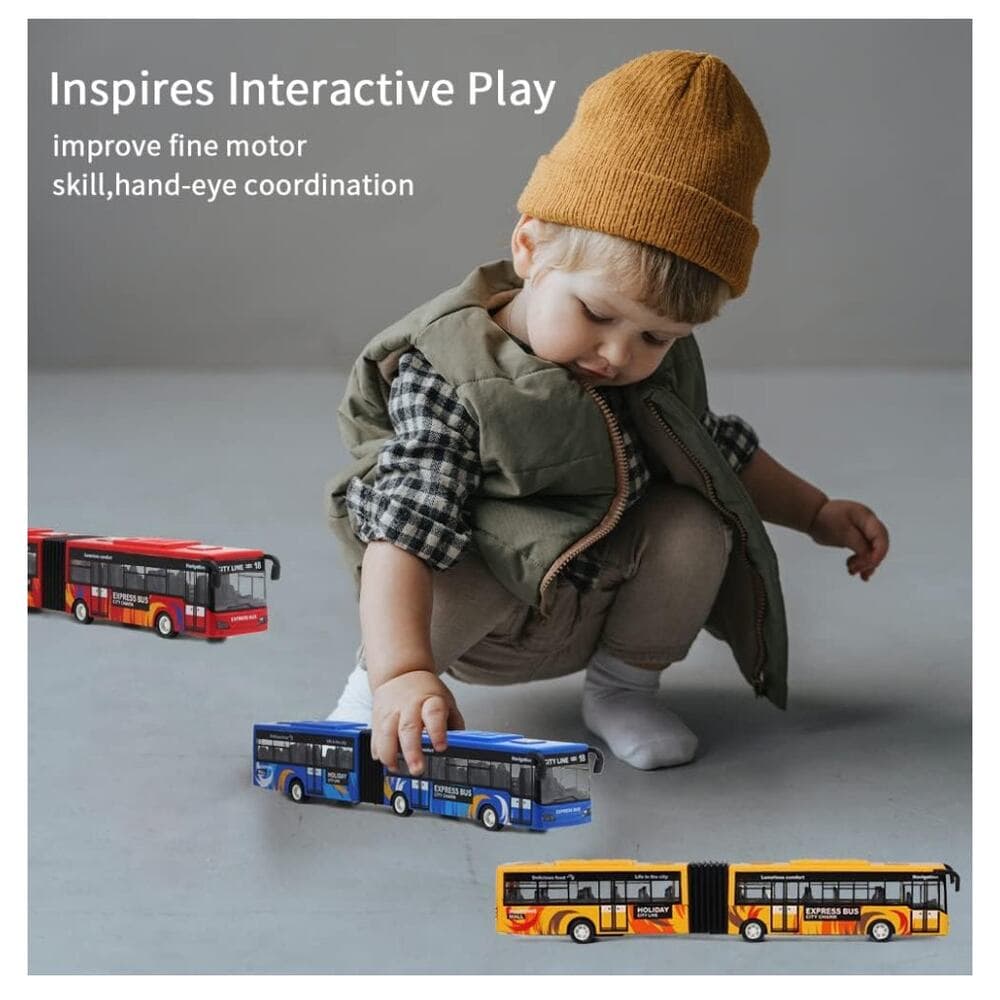 City Bus Toy for Kids, Die Cast Alloy Pull Back Vehicles - Thumbnail 2
