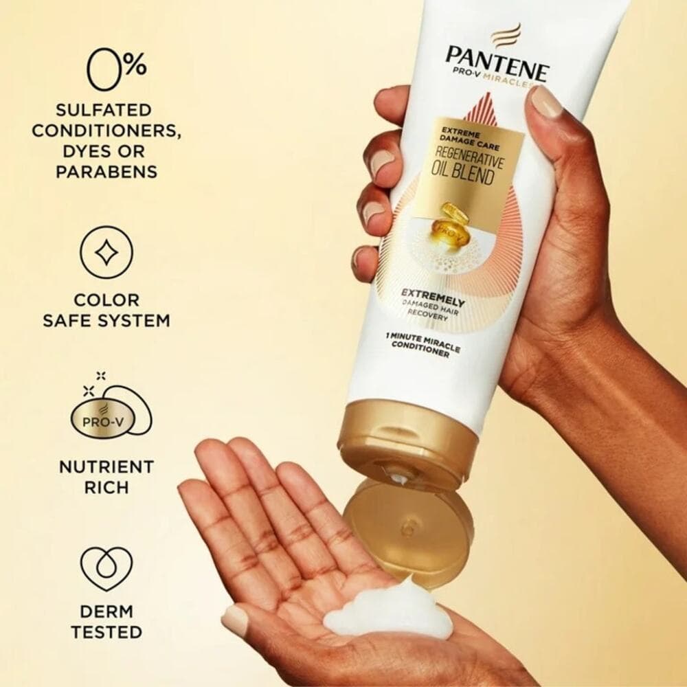 Pantene Pro-V Miracles Conditioner, Extreme Damage Care, Oil Blend, 10.9 fl oz - Thumbnail 5