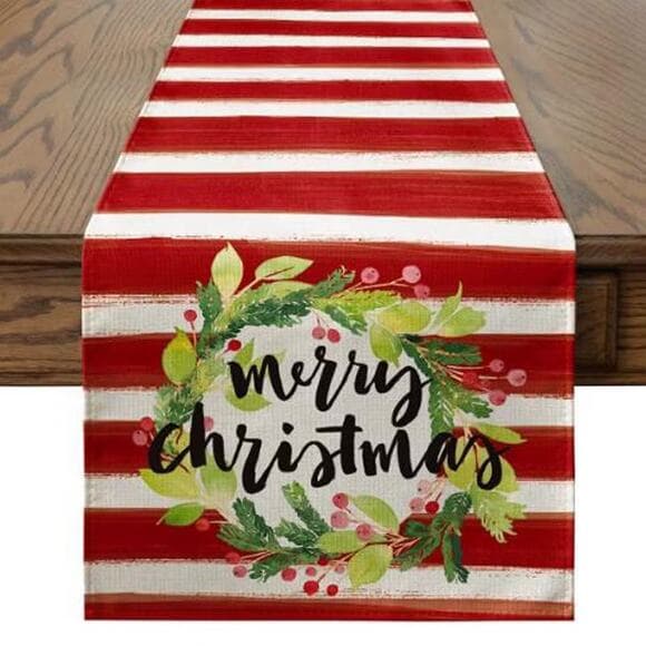 Fashion Linen Christmas Tree printed table runner flag kitchen dining tableclot - Thumbnail 2