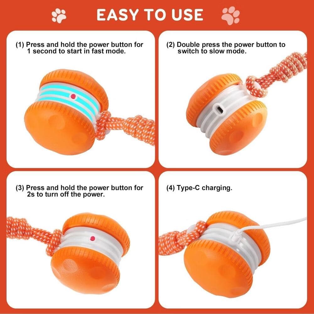 Attop Interactive Dog Toys, Random Path Automatic Moving and Rolling Dogs Toy - Thumbnail 4