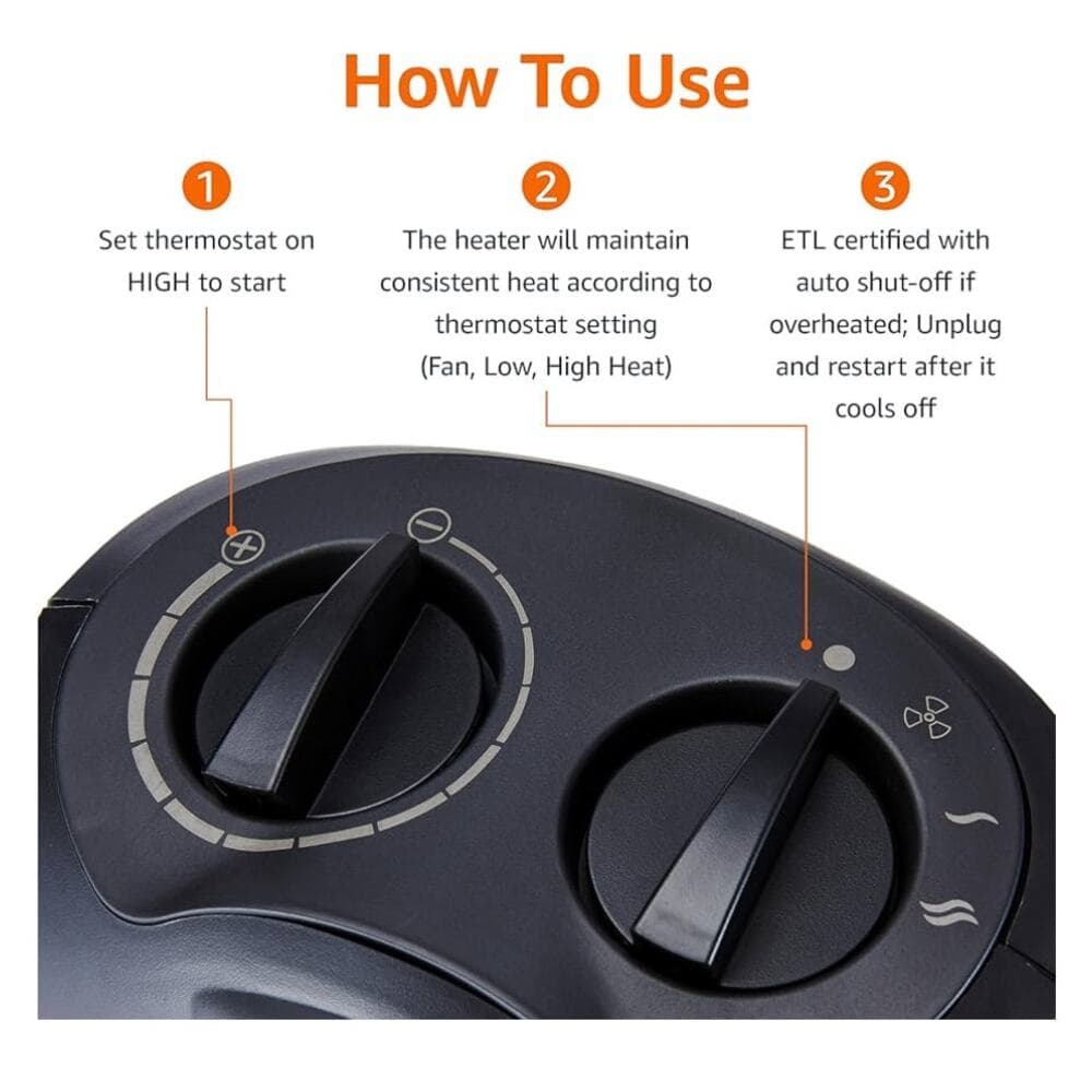 Amazon Basics Ceramic Space Heater, Portable Indoor Heating Solution - Thumbnail 3